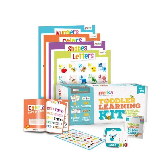 Merka Toddler Learning Kit: Posters Flashcards Book & Stickers - Picture 2 of 9